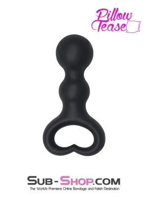 1657M      Heart Pull Ring Silicone Bumpy Anal Massager