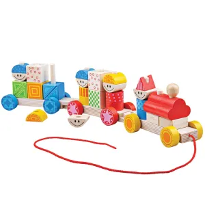 Bigjigs Toys Wooden Build Up Pull Along Train