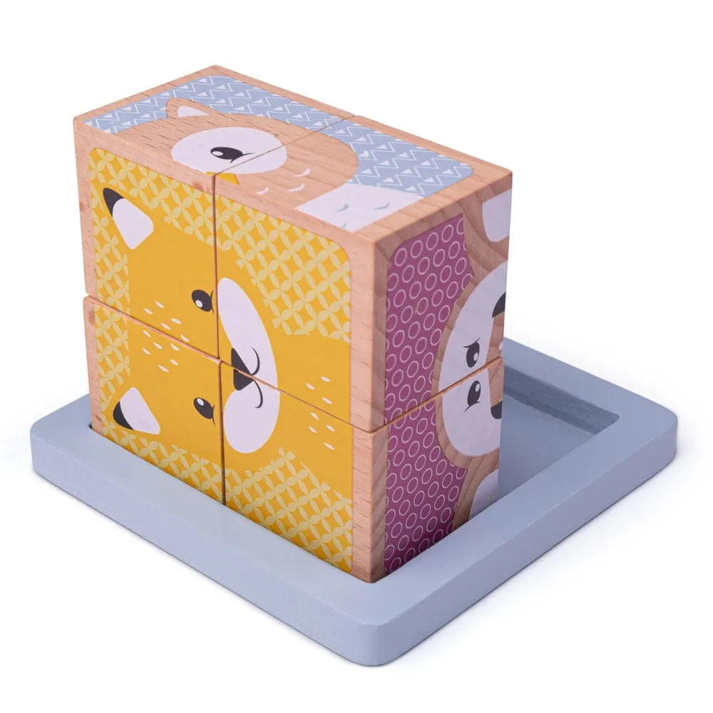 Bigjigs Toys Woodland Cube Puzzle - Sustainable Wood