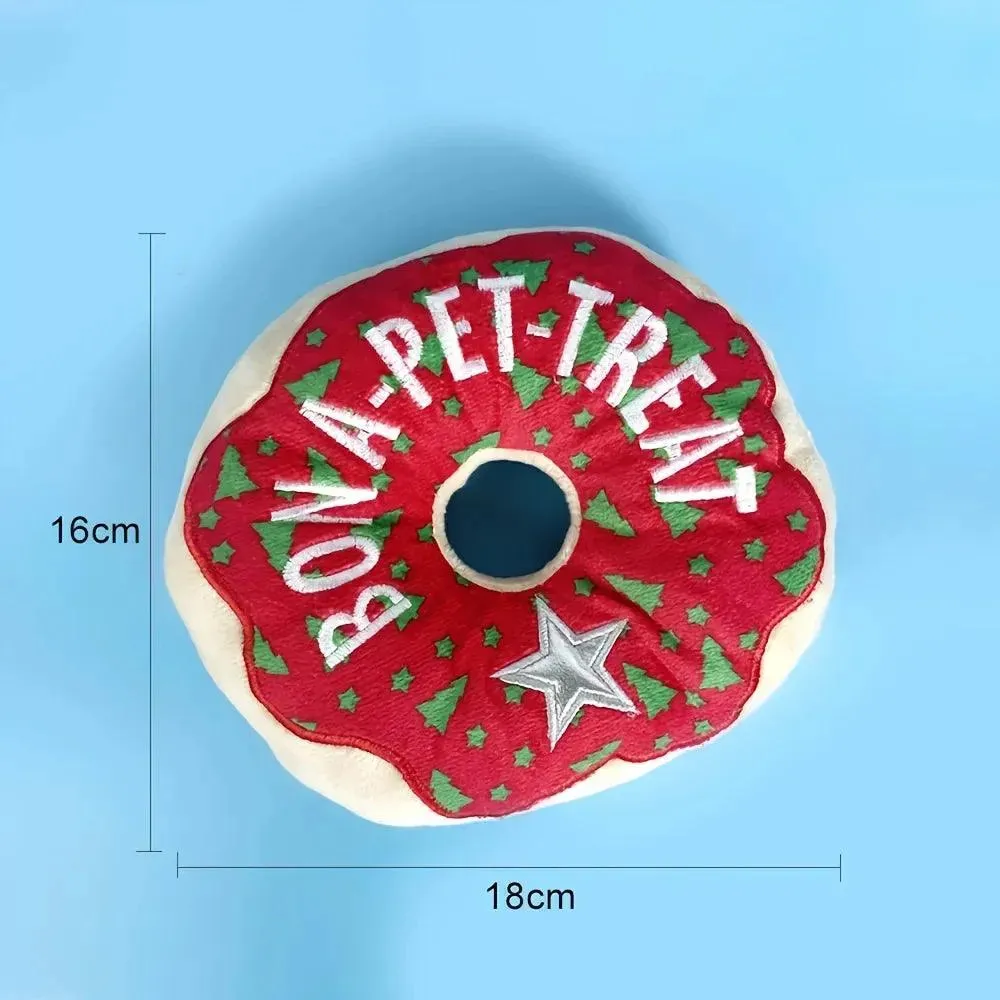 Christmas Plush Donut Pet Toy