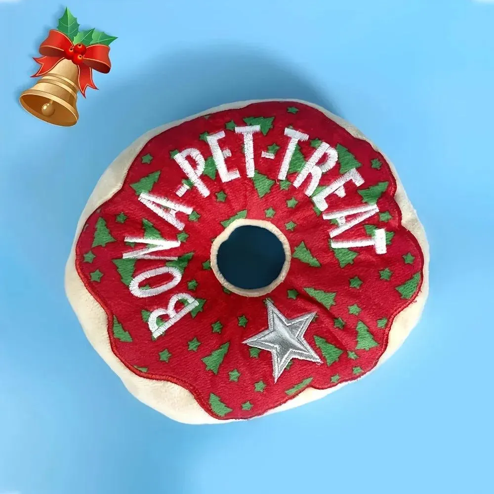 Christmas Plush Donut Pet Toy