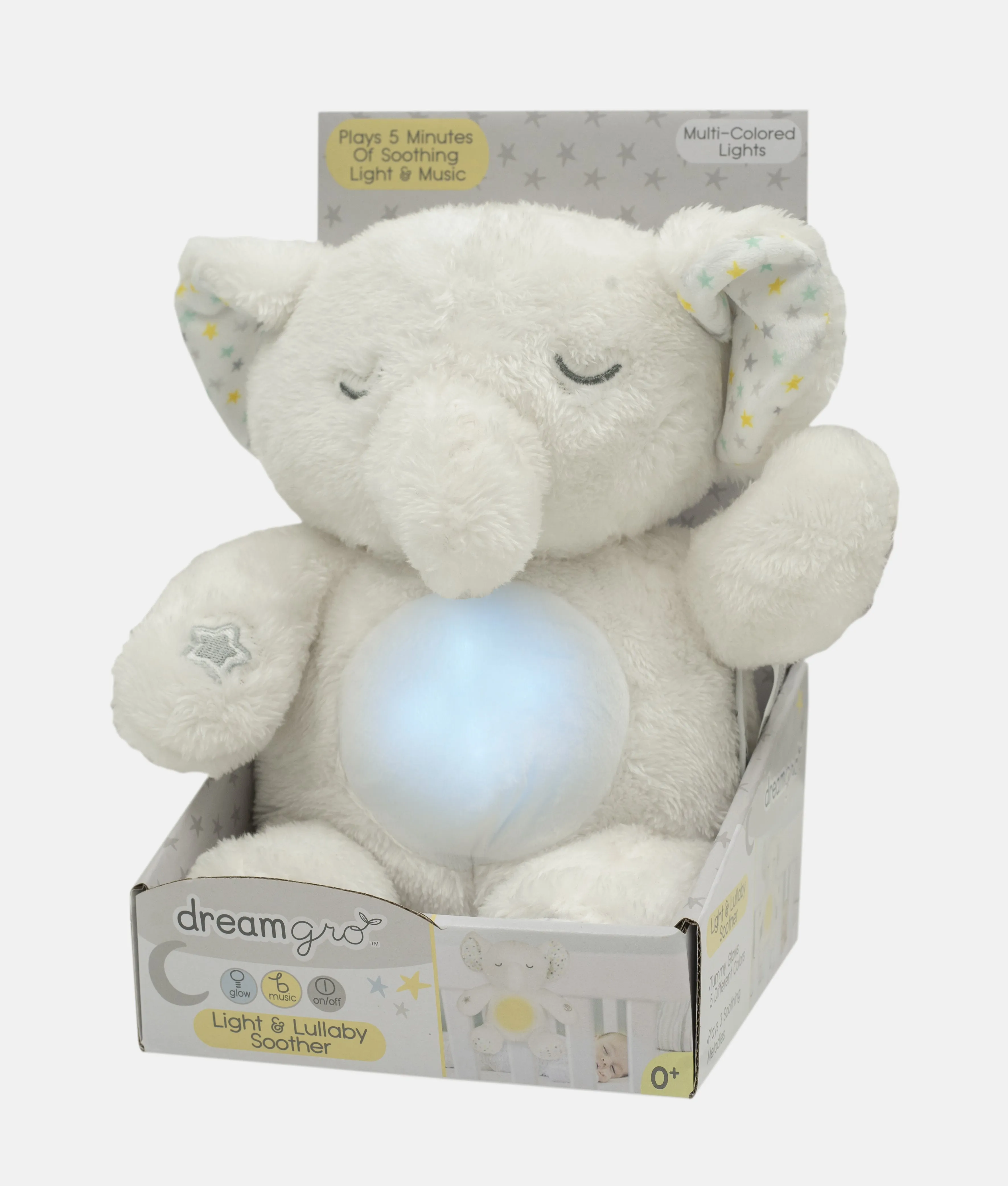 DreamGro Plush Animal Toys - White Elephant