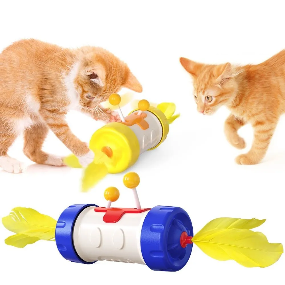 Funny Moving Chasing Training Feather Cat Kitten Toys