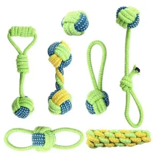 Interactive Cotton Rope Dog Toy Set – Chew, Fetch, and Tug Toys for Dogs of All Sizes