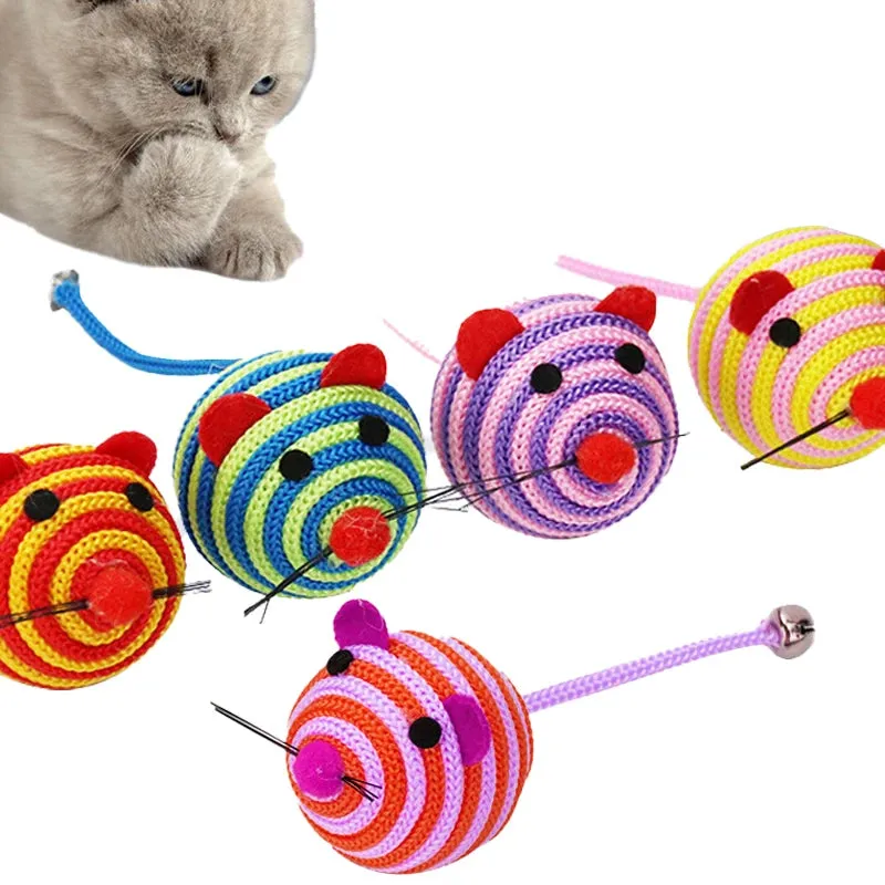 Interactive Nylon Rope Ball Toy with Bell for Cats