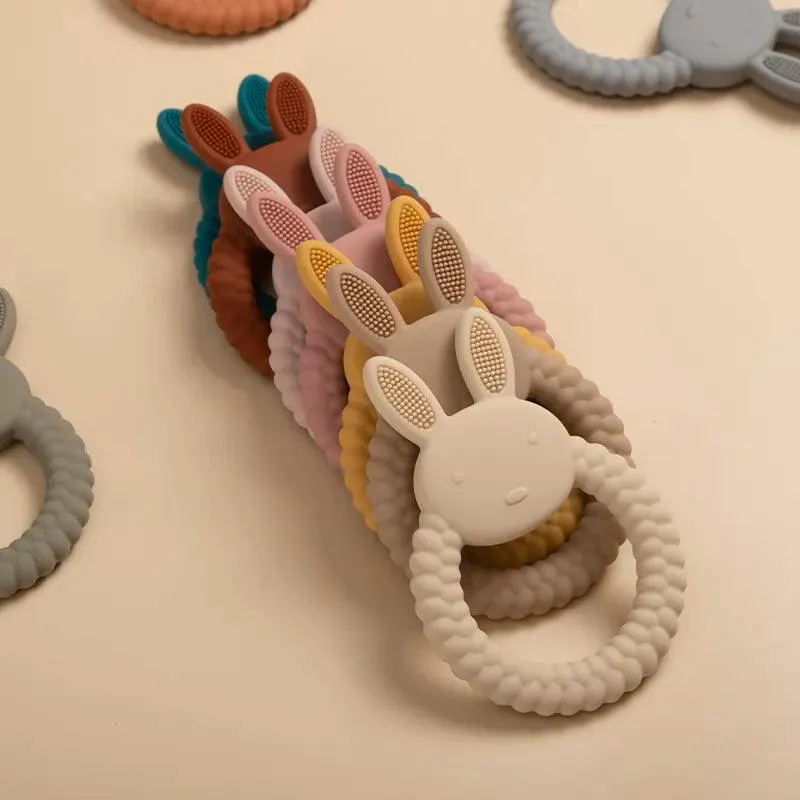 Kid-Proof Silicone Baby Rabbit Teether Ring