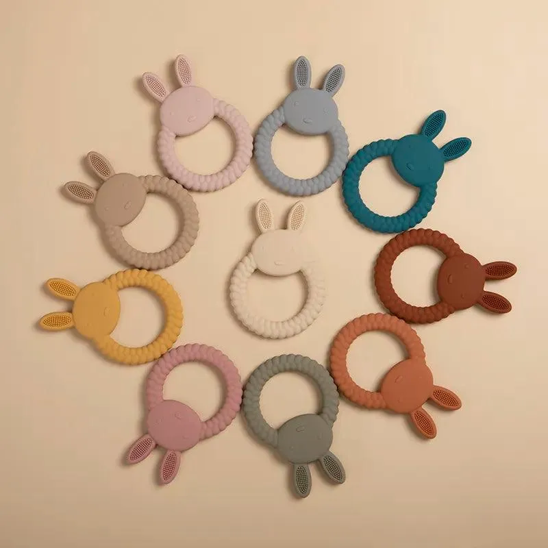 Kid-Proof Silicone Baby Rabbit Teether Ring