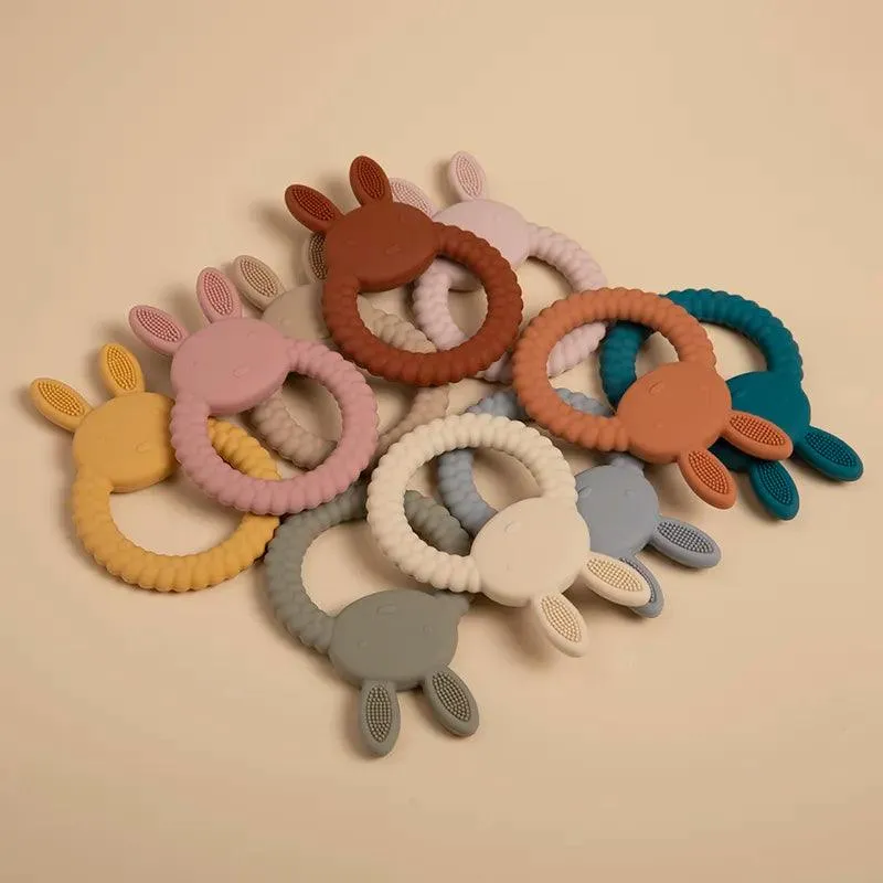 Kid-Proof Silicone Baby Rabbit Teether Ring