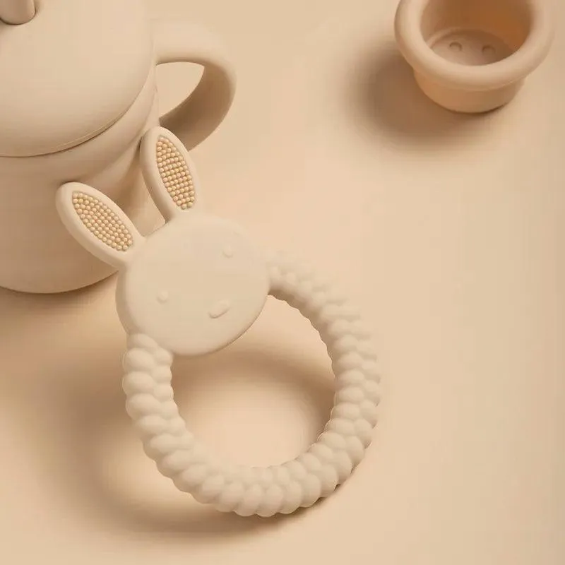 Kid-Proof Silicone Baby Rabbit Teether Ring