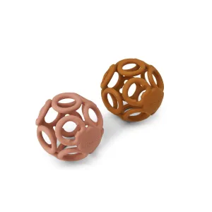 Liewood Jasmin Teether Ball - 2 Pack - Dark Rose/Mustard Mix