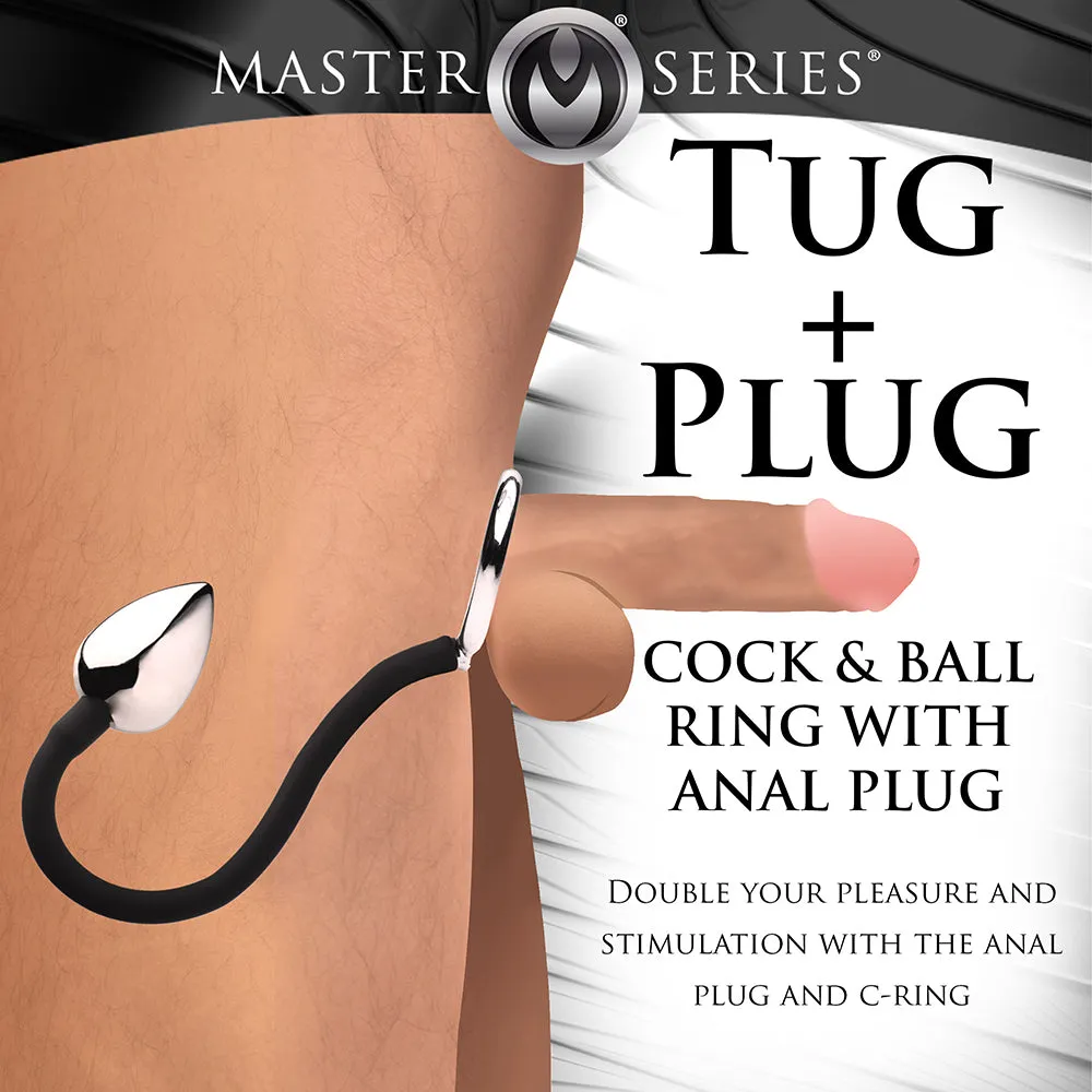 Master Series Tug   Plug Cock & Ball Ring with Anal Plug