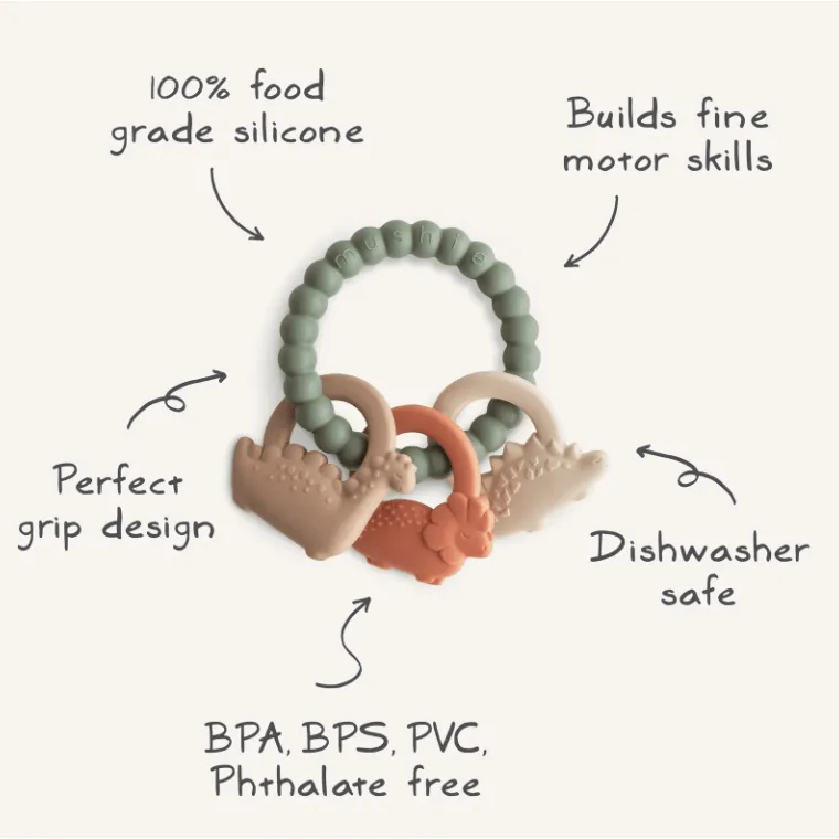 Mushie Teething Ring- Dino