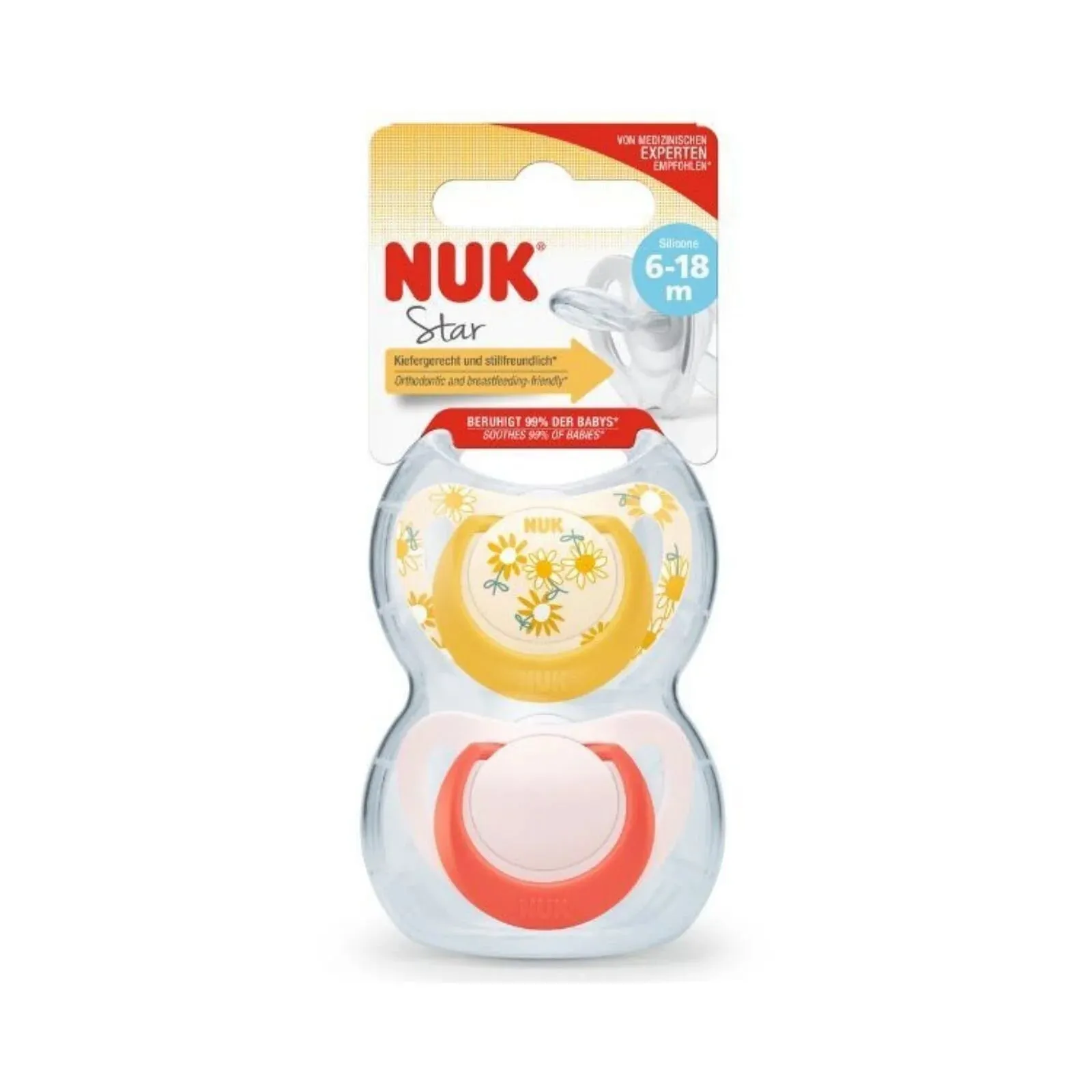 NUK Star Soother 6-18 months 2 pcs - Red