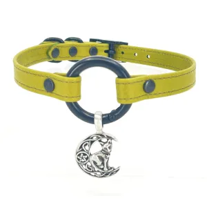 Olive Green Crescent Moon Cat Petite BDSM Collar