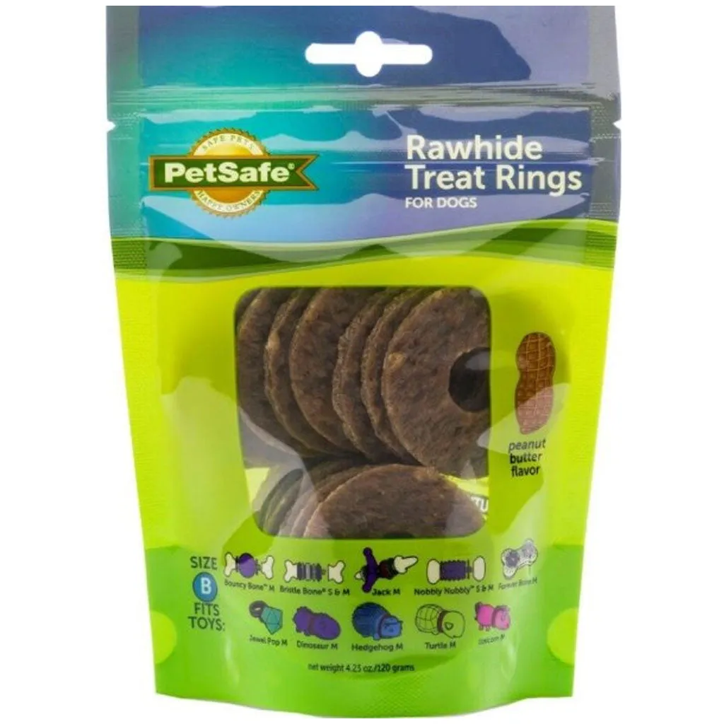 Petsafe Busy Buddy Natural Rawhide Peanut Butter Rings Dog Treats