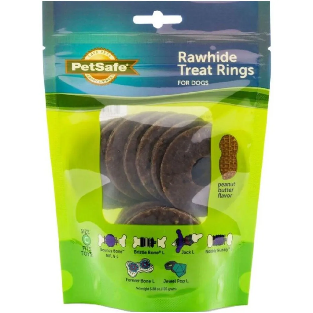 Petsafe Busy Buddy Natural Rawhide Peanut Butter Rings Dog Treats