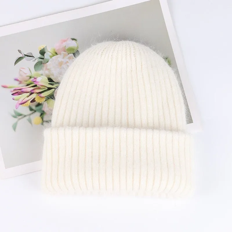 Plush Beanie With Soft Angora Wool Blend