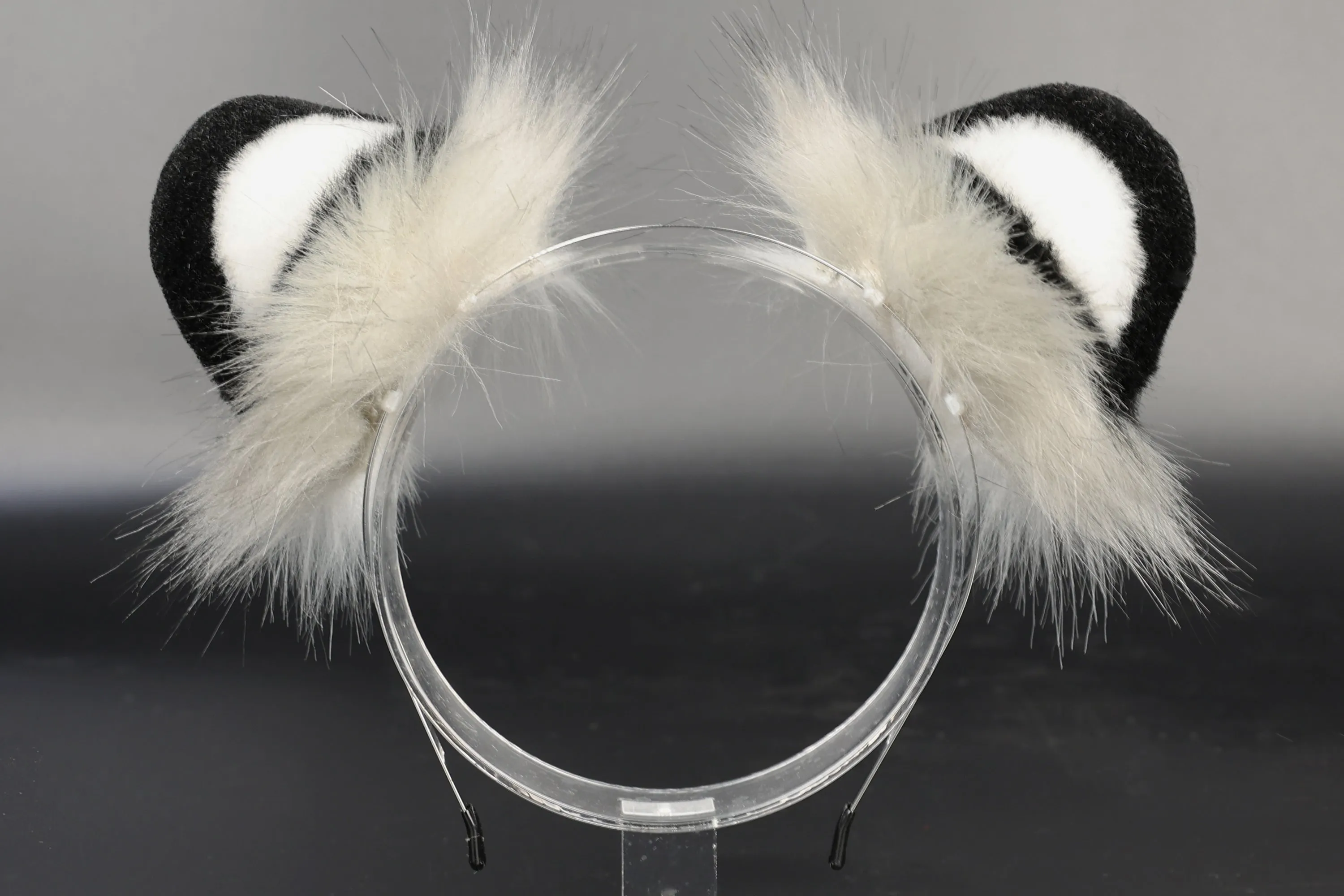 Realistic faux fur white gray snow leopard ear and tail set anime cosplay animal role playing