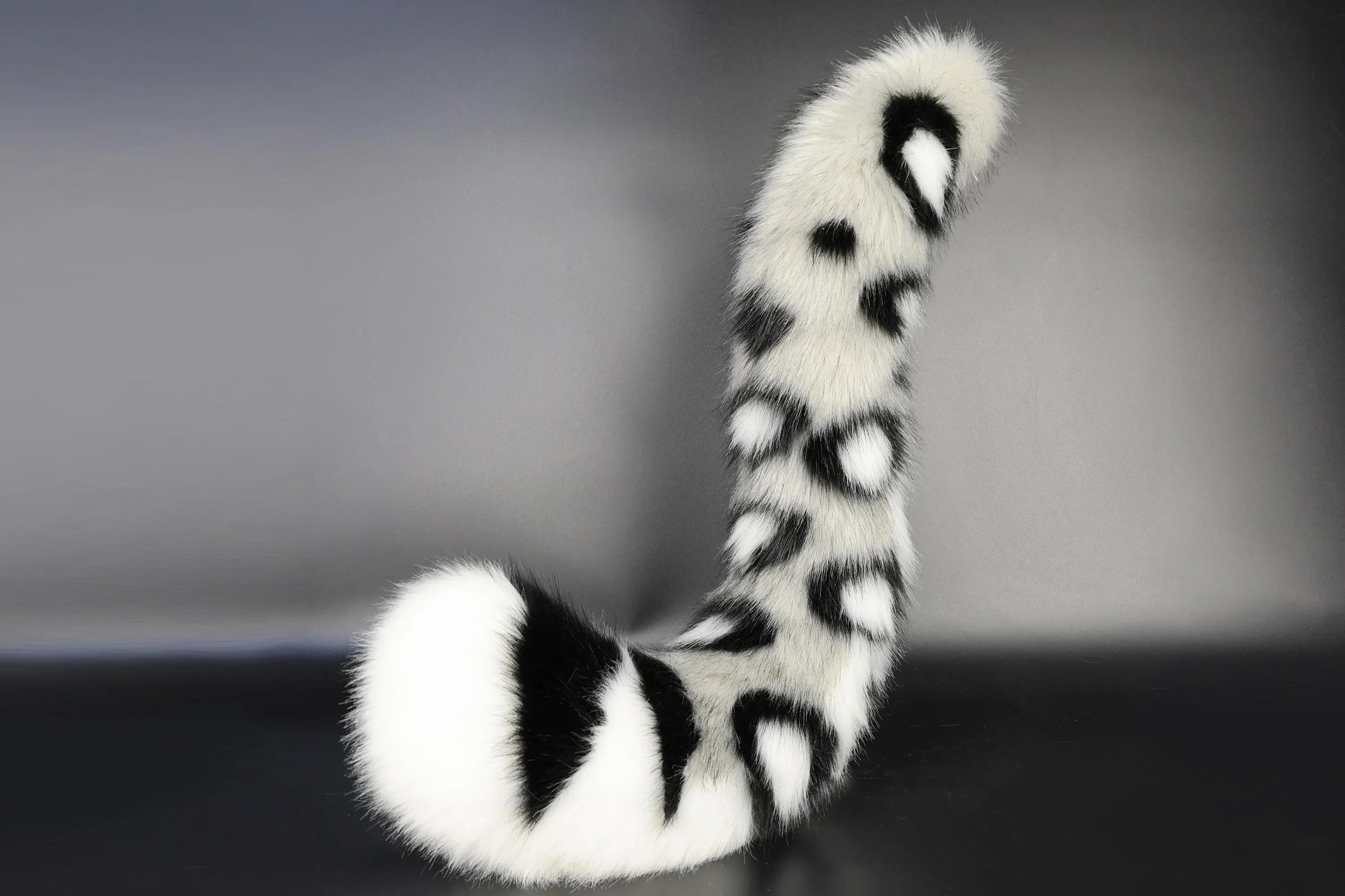 Realistic faux fur white gray snow leopard ear and tail set anime cosplay animal role playing