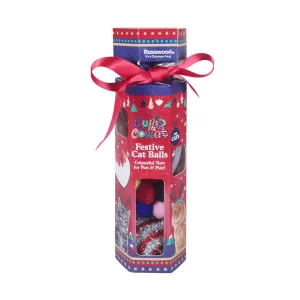 Rosewood Cat Ball Christmas Cracker - Contains 4 Balls