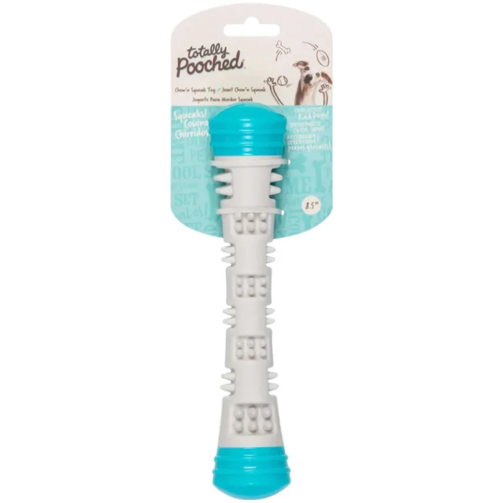 Totally Pooched Chew'n Squeak Rubber Stick Dog Toy (Teal)